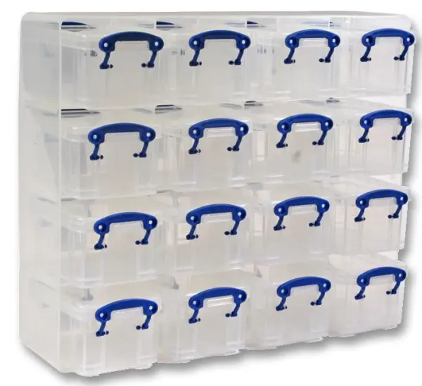 Clear Storage Organiser with 16 Boxes, 310mm x 375mm x 125mm