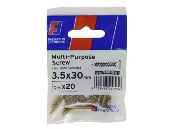 ForgeFix Parafusos Pozidrive Multiúso CSK ST ZYP 3,5 x 30mm (Embalagem de 20)
