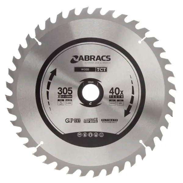 Abracs Lama da Seghetto Circolare TCT per Legno, 305mm x 40D