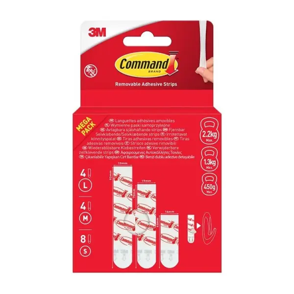 Command Assorted Adhesive & Refill Strips Mega Pack, White, 37g