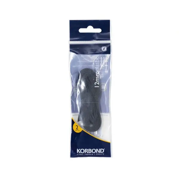 Korbond Black Elastic 12mm x 2m