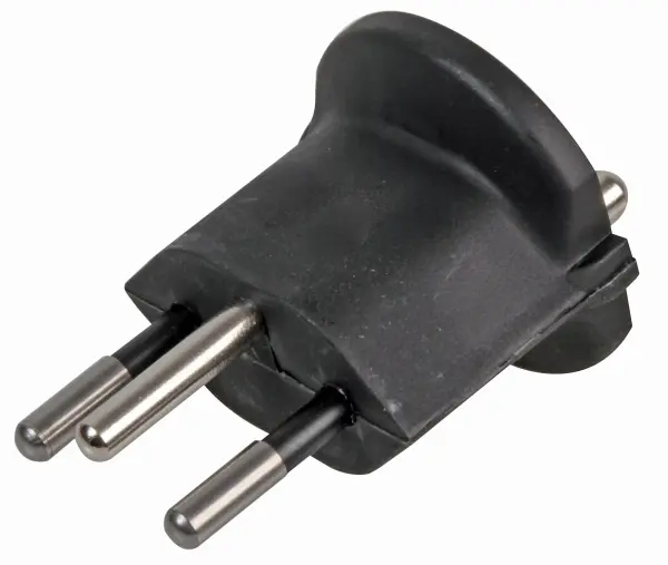POWERCONNECTIONS Earthed Euro Schuko to Swiss Converter, 10A - Black