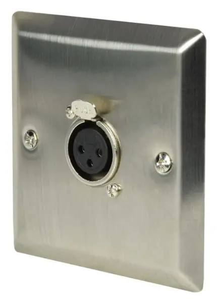 AV:LINK Brushed Steel XLR Wallplate, 1 Gang, 1x XLR Socket