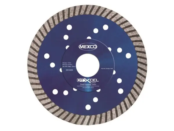 להב יהלום טורבו דו-שימושי MEXCO סדרת XCEL, 115 x 22 מ״מ