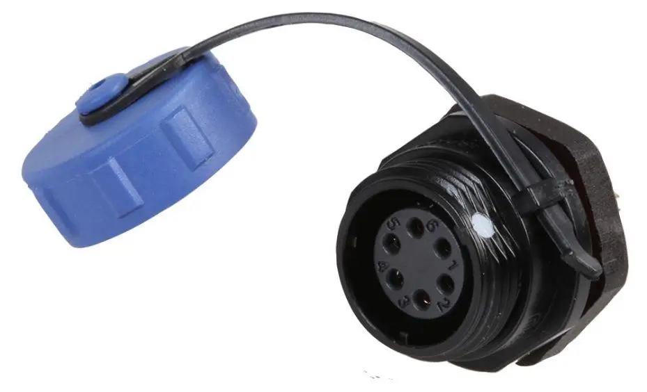 PRO ELEC Tomada Circular Rosqueada de 6 Polos para Montagem em Painel, IP68