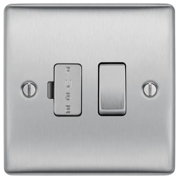 BG Nexus Metal Switched Fused Connection Unit, 13A, Brushed Steel