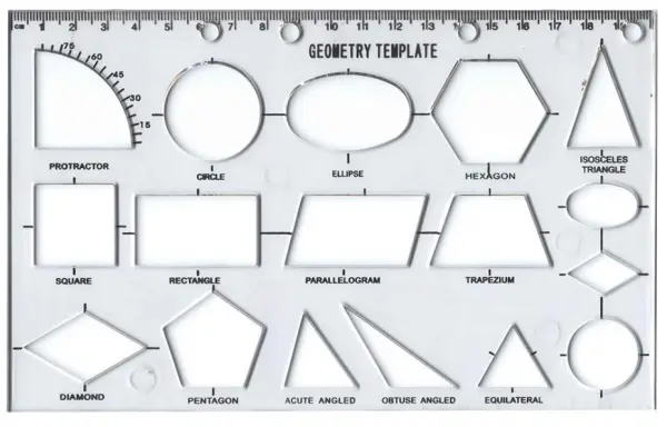MAJOR BRUSHES תבנית גיאומטריה עם סרגל ועיגונים