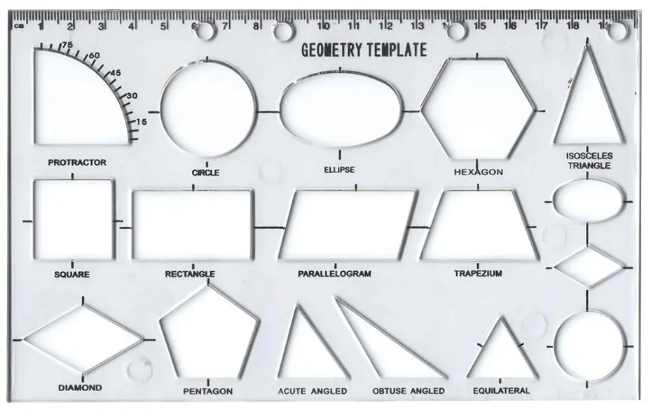Modèle de pochoir géométrique Major Brushes avec règle intégrée