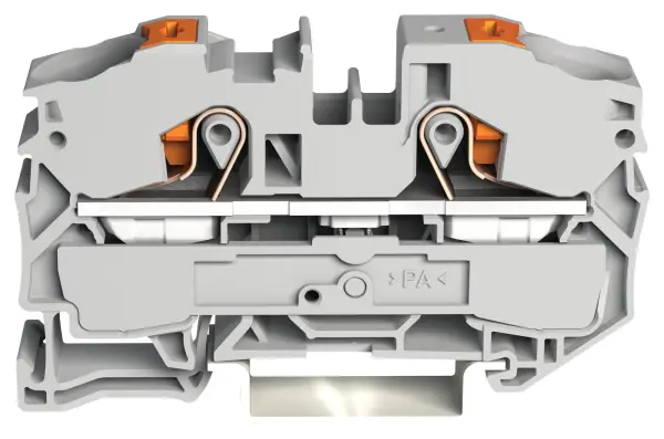 WAGO 2-Conductor Through Terminal Block with Push Button, Push-In Cage Clamp & - Grey