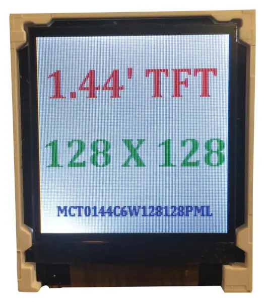 MIDAS DISPLAYS 1.44” TFT LCD, 128 x 128 Pixels, RGB, 3.3V