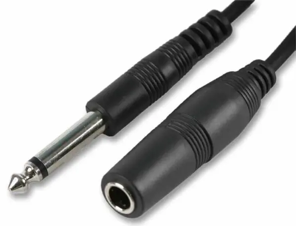 PRO SIGNAL 6.35mm (1/4”) Mono Jack Plug to Socket Lead, 6m Black