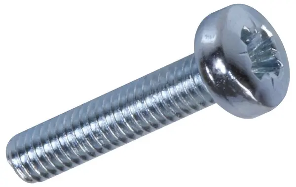 TR Fastenings M2.5 Steel BZP Pan Head Pozidriv Machine Screws, 100 Pack - 12mm