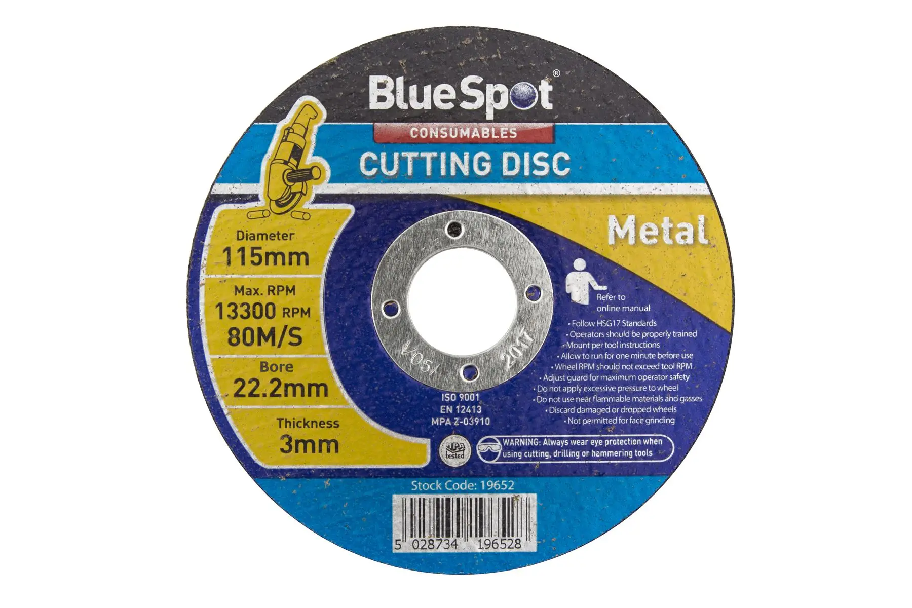 Blue Spot Tools Disco de Corte para Metal 115mm para Amoladoras