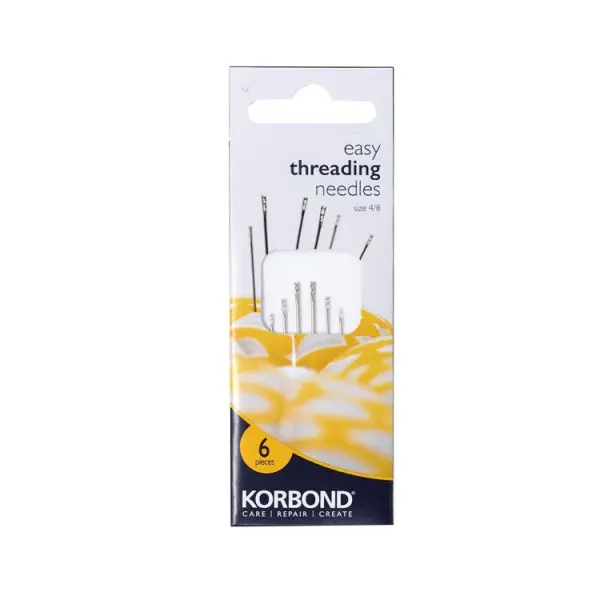 Korbond Easy Threading Needles, Mixed Sizes 4 & 8, 6 Pack
