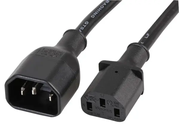 VOLEX Cabo de Alimentação IEC C14 para C13, 2m, 10A, Preto