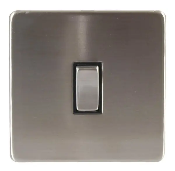 PRO ELEC Brushed Chrome 1-Gang Light Switch, 10A