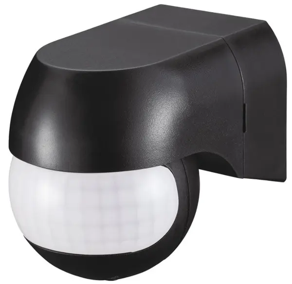 PRO ELEC חיישן PIR תלוי קיר, IP44, שחור, טווח זיהוי 180°