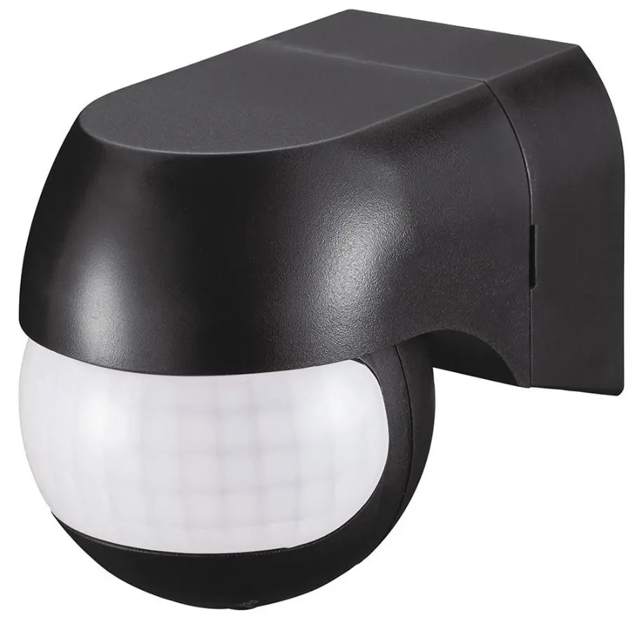 PRO ELEC Nástěnný PIR senzor, IP44, Černý, detekce 180°