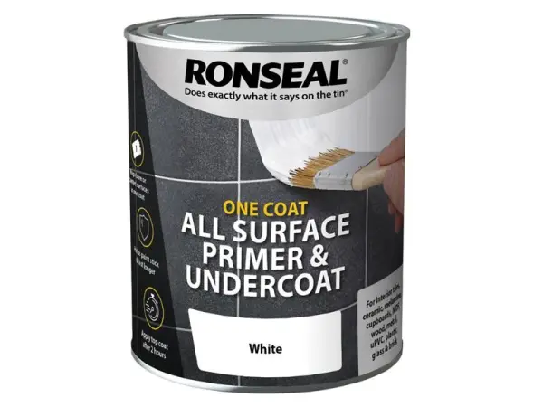 Ronseal One Coat All Surface Primer & Undercoat, White, 750ml