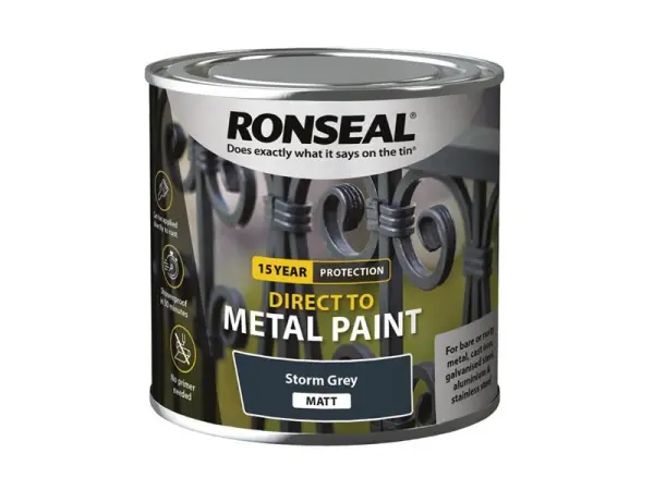 Ronseal Vernice Storm Grey Matt Diretto su Metallo 250ml