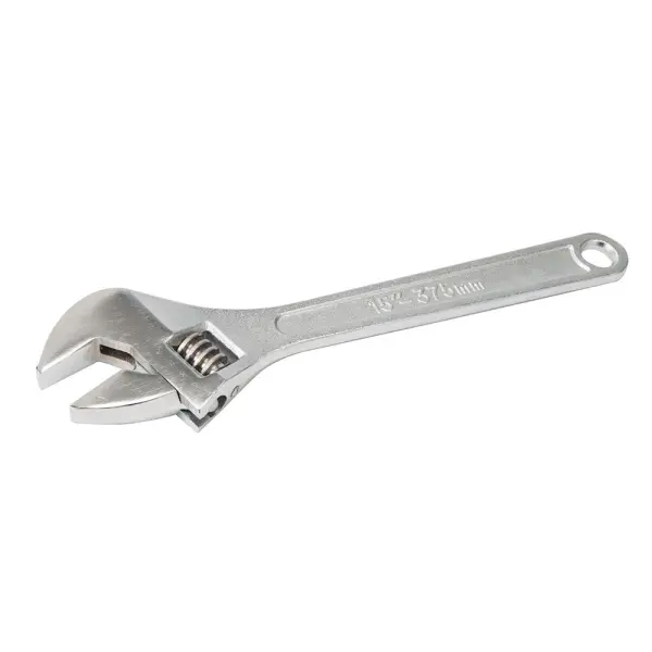 Silverline Adjustable Wrench, Chrome Plated, 375mm Length, 41mm Jaw