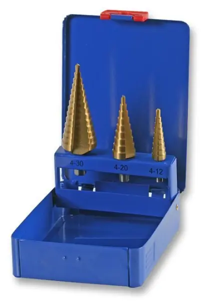 Duratool 4mm-30mm Step Drill Bit Set, 3 Piece, High-Speed Steel