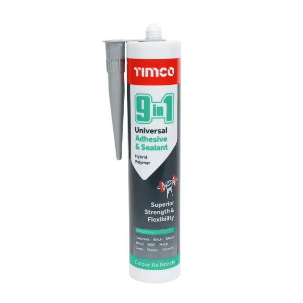 Timco 9-in-1 Universal Adhesive & Sealant, Grey, 290ml