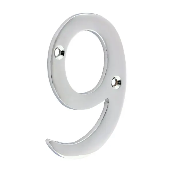 Timco Brass Door Numeral - Polished Chrome 75mm