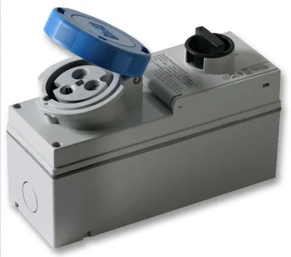 PRO POWER 32A 240V 수직형 스위치 CEE 소켓, IP44/IP55, 블루