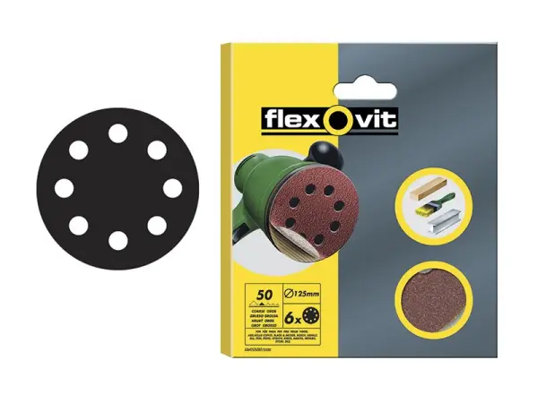 Flexovit Disco de Lixar Hook & Loop 115mm, Pack de 6