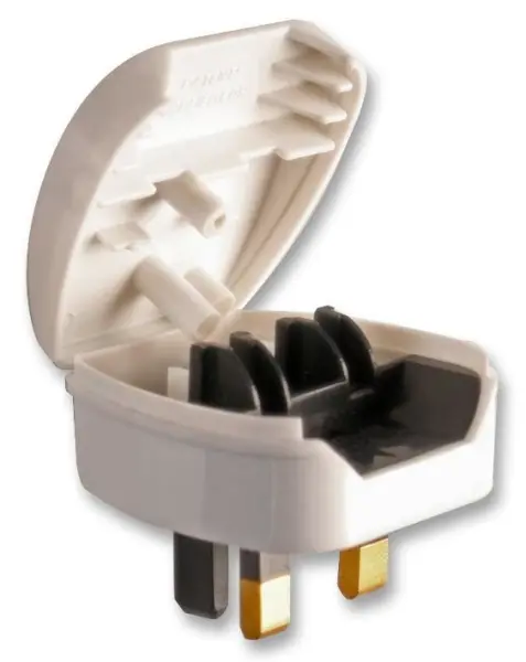 Powerconnections Adaptador Europeo 2 Patas a UK 3 Patas, 5A, Blanco