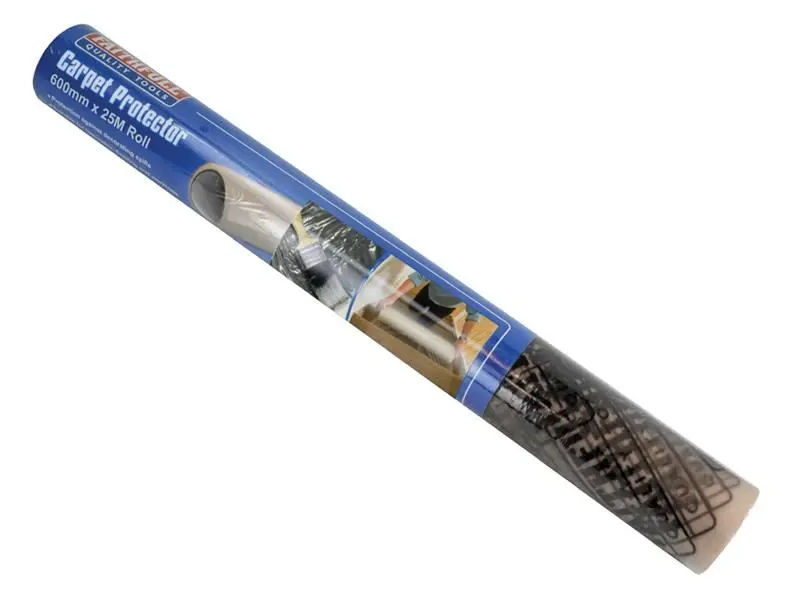 Faithfull Película Protectora de Alfombras Bajo Pegado, Rollo 600mm x 25m