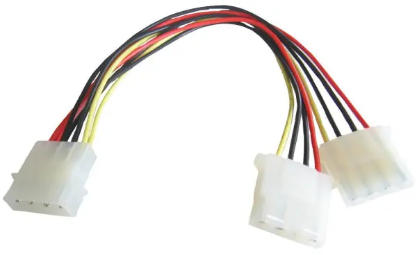 PRO SIGNAL 4-Pin 5.25” Male to 2x Female PC Power Lead, 150mm