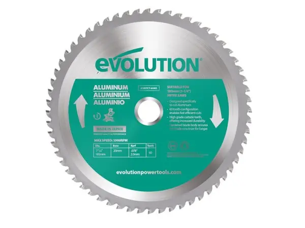 Evolution 185x20mm Aluminium Cutting Circular Saw Blade, 60T