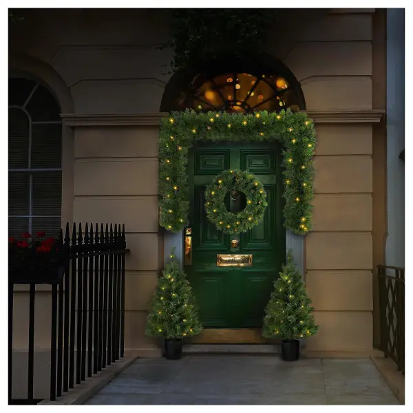 Pre-Lit Christmas Door Set, Warm White