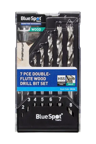 Blue Spot Tools 7件双刃木工钻头套装（2-8mm）