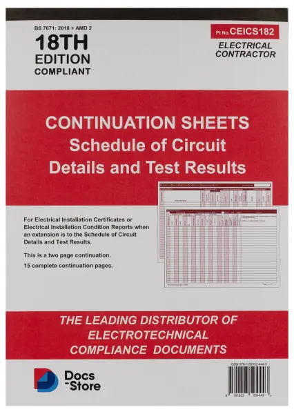 DOCS-STORE EIC & EICR Continuation Sheets