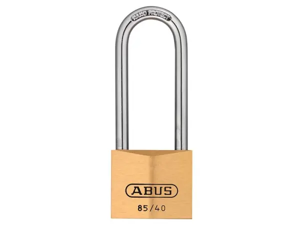 ABUS Mechanisches Vorhängeschloss 85/40mm Messing mit langem Bügel (63mm), gebl