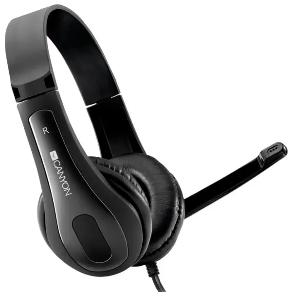 CANYON Headset Stereo PC con Microfono, Nero, 3.5mm