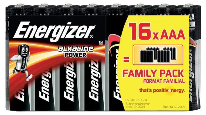 ENRGIZER 16x AAA Alkaline Batteries, Family Pack, 7-Year Shelf Life
