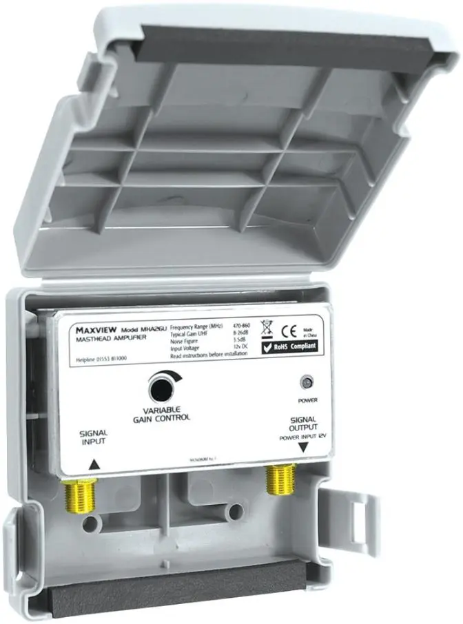 MAXVIEW Amplificateur de tête de mât à gain variable 8-26dB, 1 entrée/1 sortie