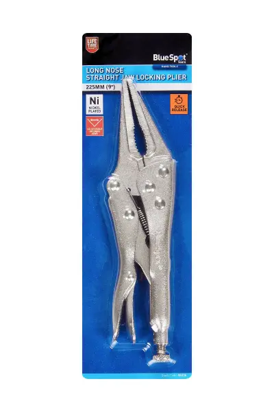 Blue Spot Tools 225 mm Long Nose Straight Jaw Locking Plier