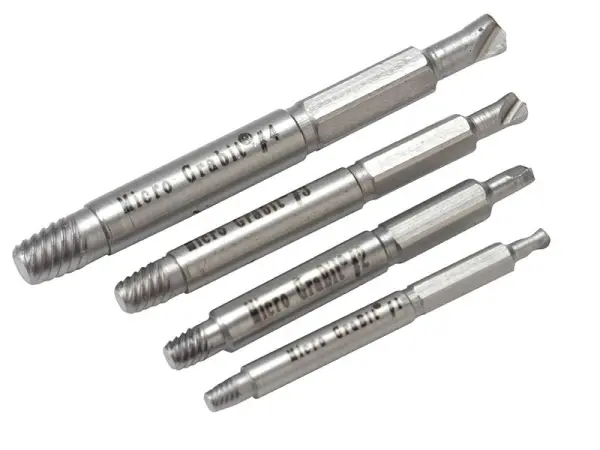 BOA Juego de extractores Micro Grabit, 4 piezas para tornillos pequeños