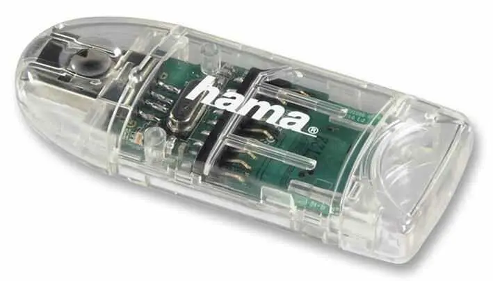 HAMA 8-in-1 USB 2.0 SD/MicroSD Kaartlezer, Transparant