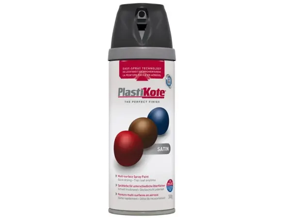 PlastiKote Twist & Spray Satin-Schwarz 400ml