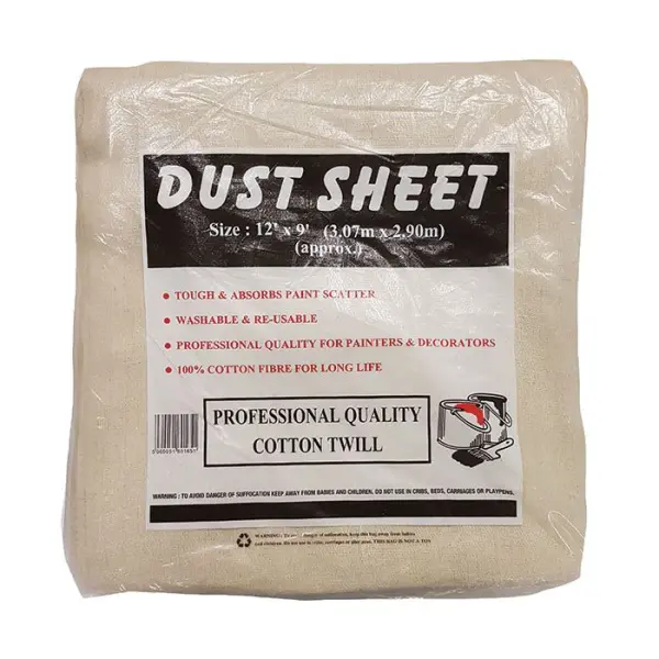 Raraion Cotton Twill Dust Sheet, 12ft x 9ft