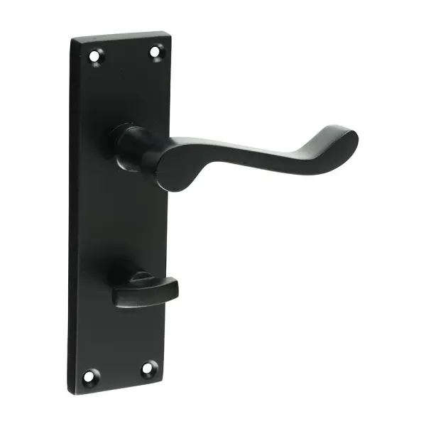 Timco Victorian Scroll Bathroom Handles, Matt Black Zinc, 152 x 42mm (2 Pcs)
