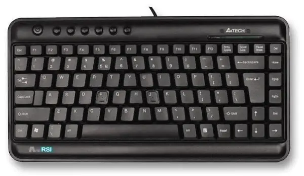 A4 Tech Teclado Mini USB Slim, Diseño UK, Negro