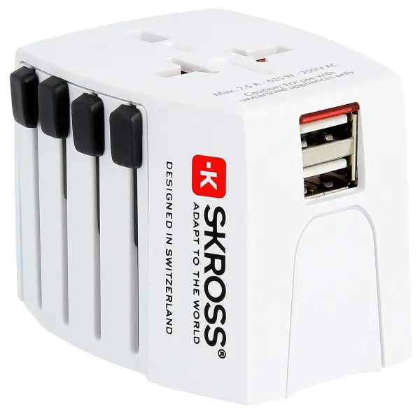 SKROSS MUV USB Travel Adaptor, 2x USB-A, 100-250V, 2.5A