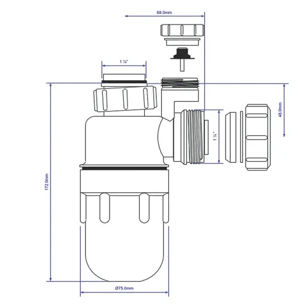 McAlpine Anti-Syphon Bottle Trap, White, 32 mm
